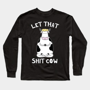 Funny Yoga Cow Meditating Pun Zen Meditation Long Sleeve T-Shirt